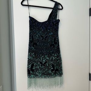 Nasty Gal one shoulder butterfly sequin dress